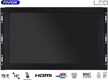 NVOX MONITOR DOTYKOWY OPEN FRAME LED 15" FHD VGA HDMI BNC USB 12V 230V OP1560VTCCAPIPS 