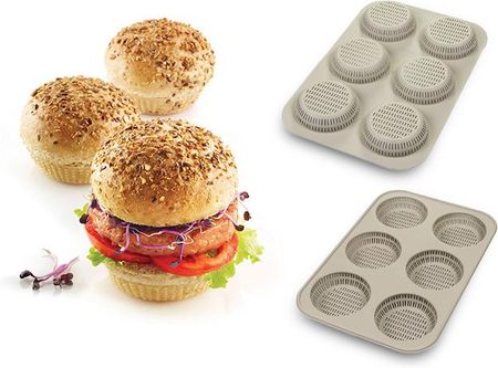 Silikomart Silicone Mould Burger Bread 30X19,5Cm Szara Forma Do 6 Bułek Silikonowa (21001130065)