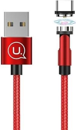 USAMS  KABEL MAGNETYCZNY U59 USB-C 2.1A FAST CHARGE 1M PLECIONY CZERWONY/RED SJ473USB02 (US-SJ473) REGULOWANY KĄT  (USA000728)