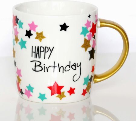 Kubek Happy Birthday w boxie prezentowym – prezent upominek na urodziny z kubkiem na kawę i herbatę