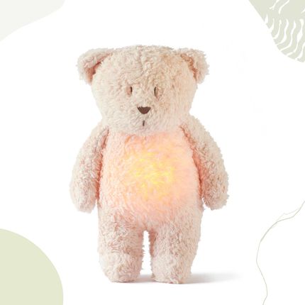 Moonie Szumiący miś organic z lampką   Rose