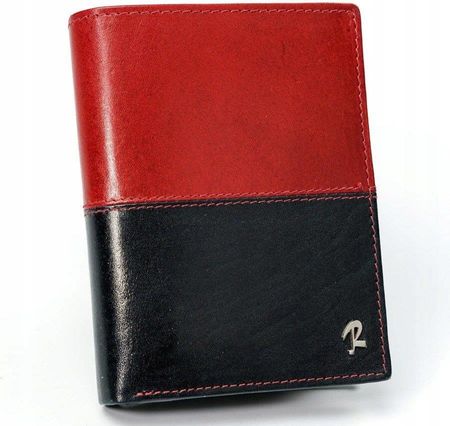 Skórzany portfel męski ROVICKY pionowy ze skóry D1072 VT2 BLACK RED