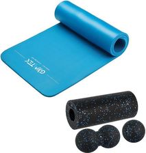Gymtek Zestaw Do Masażu I Jogi: 2 Piłki Roller Mata Czarno-Niebieski