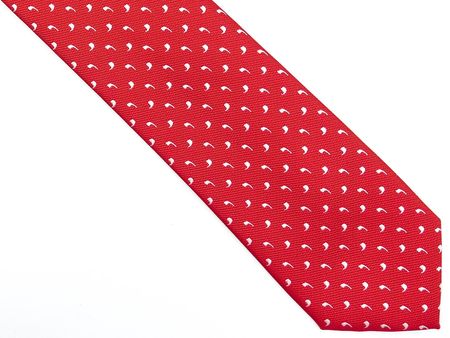 Czerwony krawat męski w białe przecinki D192