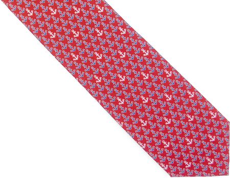 Czerwony krawat w kotwice D205