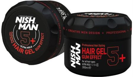 Nishman Żel Do Układania Włosów Bardzo Mocny Ultra Hold Hair Gel Gum Effect 5+ 300ml