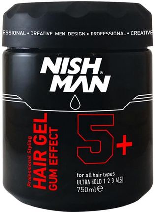 Nishman Żel Do Układania Włosów Bardzo Mocny Ultra Hold Hair Gel Gum Effect 5+ 750ml