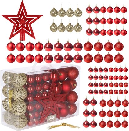 Bombki choinkowe 100 szt  ozdoby świąteczne zestaw 6 4 3 cm czerwone 