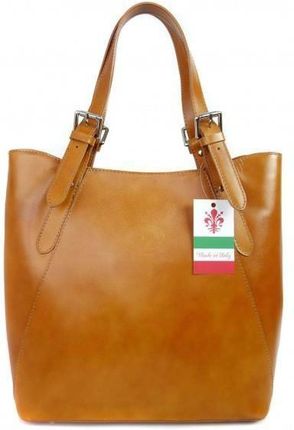 Włoska torebka skórzana na ramię ,Vera Pelle A4,shopper Camel V77C