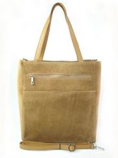 Shopper bag Vera Pelle gruby zamsz aksamitny pojemny worek na ramię Camel SV55C