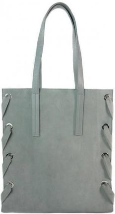 Zamszowa torba Shopper bag ,duży worek, kółka, Vera Pelle pojemny Szara WK745G