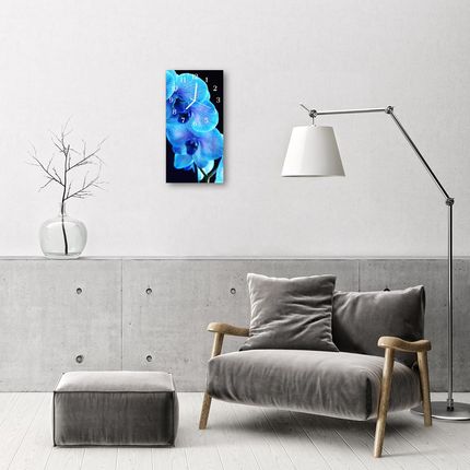 Tulup Zegar Szklany Pionowy Kwiat niebieski 30x60cm (PLZSV30X60NN101659246)