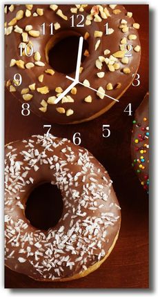 Tulup Zegar Szklany Pionowy Kuchnia Pączki słodycze brązowy 30x60cm (PLZSV30X60NN134825582)