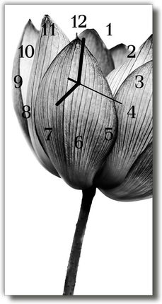 Tulup Zegar Szklany Pionowy Kwiaty Tulipan szary 30x60cm (PLZSV30X60NN3664166)