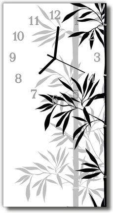 Tulup Zegar Szklany Pionowy Natura Bambus biały 30x60cm (PLZSV30X60NN41305484)