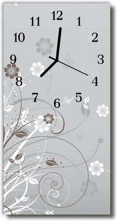 Tulup Zegar Szklany Pionowy Sztuka Wzór kwiatowy szary 30x60cm (PLZSV30X60NN6858641)