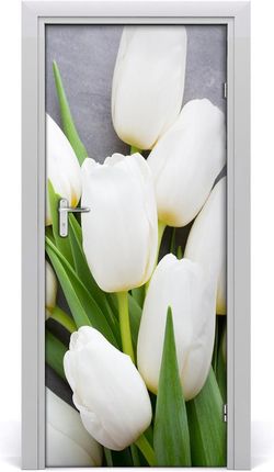 Tulup Naklejka samoprzylepna na drzwi Białe tulipany 85x205cm (DOORSTICKERF104270630)