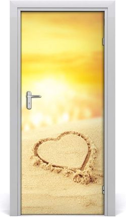 Tulup Naklejka na drzwi samoprzylepna Serce na plaży 75x205cm (DOORSTICKERF112809323)