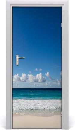 Tulup Naklejka na drzwi samoprzylepna Tropikalna plaża 75x205cm (DOORSTICKERF116222008)