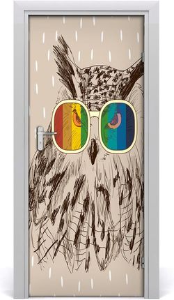 Tulup Naklejka samoprzylepna na drzwi Sowy w okularach 75x205cm (DOORSTICKERF120069226)