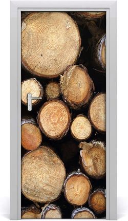 Tulup Naklejka fototapeta na drzwi Kłody drewna 85x205cm (DOORSTICKERF132747240)