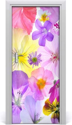 Tulup Okleina Naklejka fototapeta na drzwi Kolorowe kwiaty 85x205cm (DOORSTICKERF161285503)