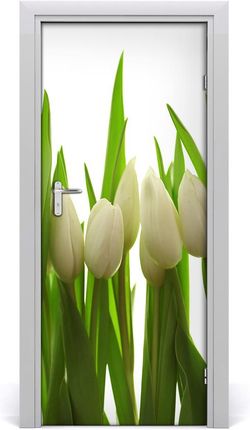 Tulup Okleina Naklejka fototapeta na drzwi Białe tulipany 95x205cm (DOORSTICKERF40774671)
