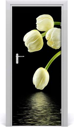 Tulup Naklejka samoprzylepna okleina Białe tulipany 75x205cm (DOORSTICKERF53318527)
