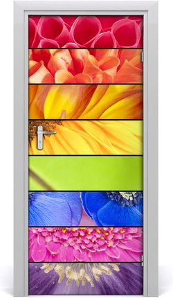 Tulup Naklejka samoprzylepna okleina Kolorowe kwiaty 75x205cm (DOORSTICKERF76360035)