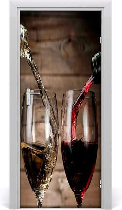 Tulup Naklejka na drzwi samoprzylepna Wino w kieliszkach 75x205cm (DOORSTICKERF80158460)