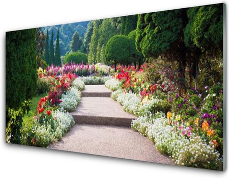 Tulup Obraz Szklany Park Kwiaty Schody Ogród 125x50cm (OSHNN69808368)
