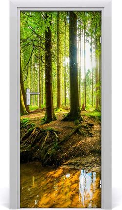 Tulup Naklejka fototapeta na drzwi Strumień w lasie 75x205cm (DOORSTICKERF96124300)