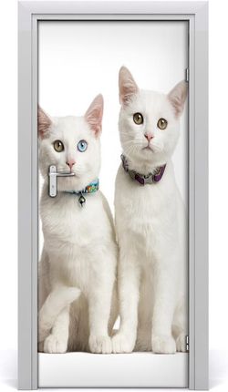 Tulup Naklejka samoprzylepna na drzwi Dwa białe koty 85x205cm (DOORSTICKERF97350767)