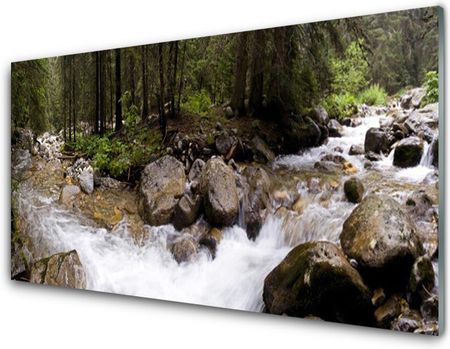 Tulup Obraz Szklany Las Rzeka Wodospady 100x50cm (OSHNN9053550)