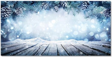 Tulup Obraz na Szkle Zima Śnieg Choinka Święta 125x50cm (OSH2S182910163)