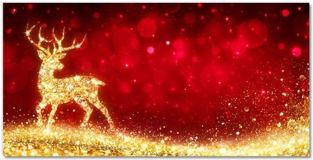 Tulup Obraz na Szkle Złoty Renifer Święta Dekoracja 120x60cm (OSH2S231755883)
