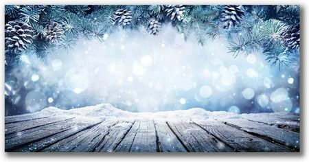 Tulup Obraz na Płótnie Zima Śnieg Choinka Święta 100x50cm (OCH182910163)