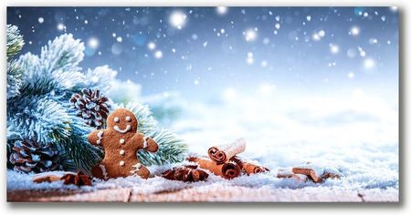 Tulup Obraz Canvas Święta Piernik Śnieg Choinka 100x50cm (OCH303064787)