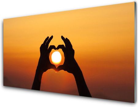 Tulup Panel Szklany Ręce Serce Słońce Miłość 100x50cm (PLPKNN67439395)