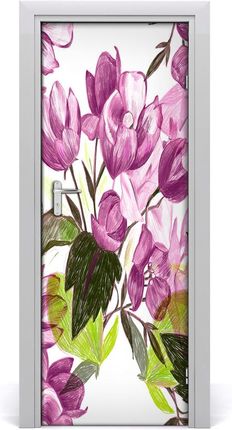 Tulup Okleina samoprzylepna na drzwi Fioletowe kwiaty 95x205cm (DOORSTICKERF121115706)