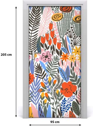 Tulup Okleina samoprzylepna na drzwi Tropikalne kwiaty 75x205cm (DOORSTICKERF132035152)