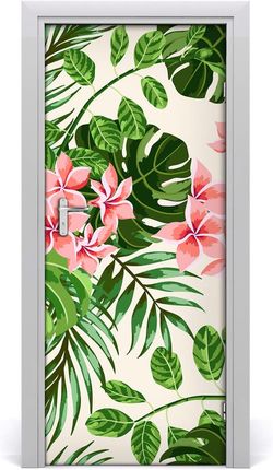 Tulup Okleina samoprzylepna na drzwi Hawajskie kwiaty 95x205cm (DOORSTICKERF80836231)