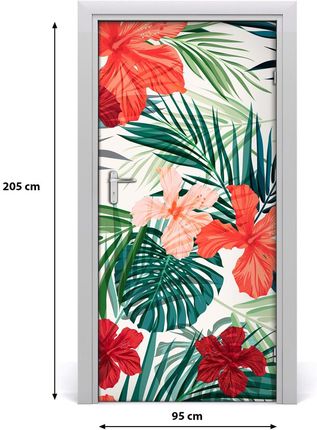 Tulup Okleina samoprzylepna na drzwi Hawajskie kwiaty 75x205cm (DOORSTICKERF83704413)