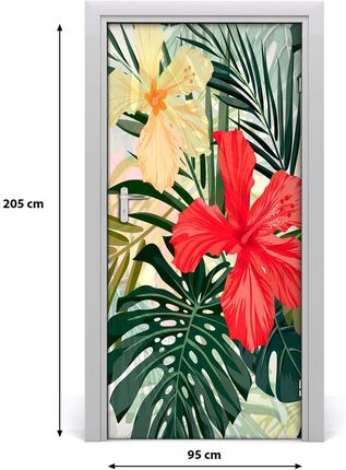 Tulup Okleina samoprzylepna na drzwi Hawajskie kwiaty 75x205cm (DOORSTICKERF84089036)