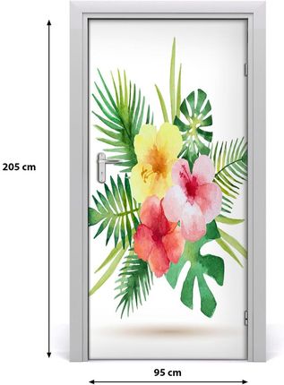 Tulup Okleina samoprzylepna na drzwi Hawajskie kwiaty 75x205cm (DOORSTICKERF85139888)