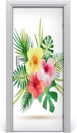 Tulup Okleina samoprzylepna na drzwi Hawajskie kwiaty 95x205cm (DOORSTICKERF85139888)