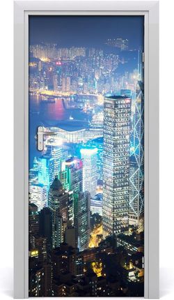Tulup Fototapeta samoprzylepna na drzwi Hong kong nocą 95x205cm (DOORSTICKERF97604985)