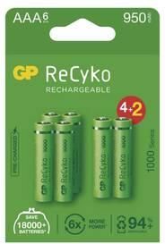 Bateria Ładowanie GP ReCyko, HR03, AAA, 950mAh, NiMH, 6ks (1032126100)
