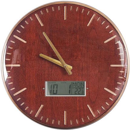 Beliani Retro zegar ścienny okrągły 43 cm analogowy cyfrowy brązowy złoty Brugg