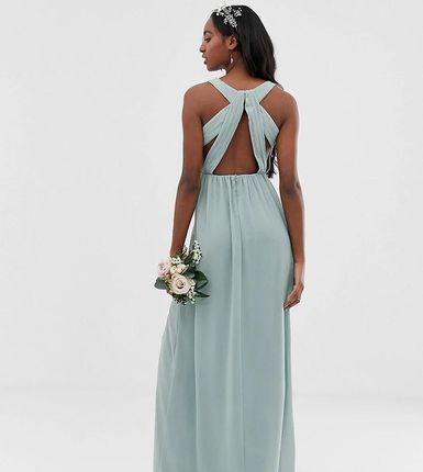 TFNC Tall - Bridesmaid exclusive - Plisowaa sukienka maxi ze zdobieniem na  plecach, w kolorze szawiowej zieleni-Zielony - Ceny i opinie - Ceneo.pl